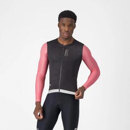 CASTELLI Kolesarski dres z dolgimi rokavi poletni - CORRETTO LS - črna/rožnata