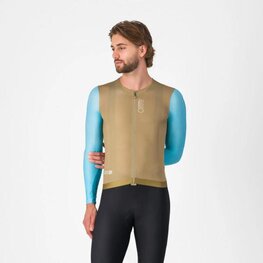 CASTELLI Kolesarski dres z dolgimi rokavi poletni - CORRETTO LS - rjava/modra