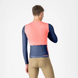 CASTELLI Kolesarski dres z dolgimi rokavi poletni - CORRETTO LS - rožnata/modra