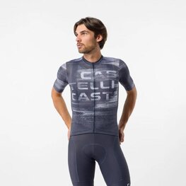 CASTELLI Kolesarski dres s kratkimi rokavi - STRATUS LOGO - modra