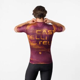 CASTELLI Kolesarski dres s kratkimi rokavi - STRATUS LOGO - bordo