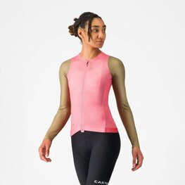 CASTELLI Kolesarski dres z dolgimi rokavi poletni - CORRETTO W LONG - rožnata