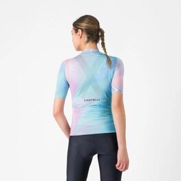 CASTELLI Kolesarski dres s kratkimi rokavi - COSMIC VORTEX - rožnata/zelena