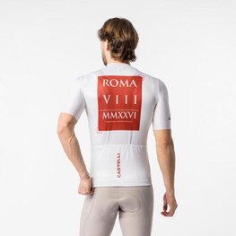 CASTELLI Kolesarski dres s kratkimi rokavi - GIRO109 ROME - bela/rdeča