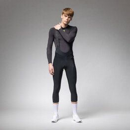 ALÉ Kolesarske dolge hlače z naramnicami - PRAGMA WINTER 2.0 - črna