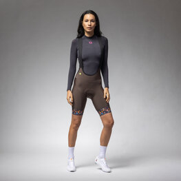 ALÉ Kolesarske kratke hlače z naramnicami - PR-E HIKE - rjava