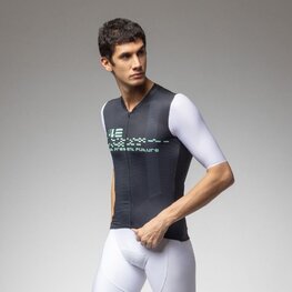 ALÉ Kolesarski dres s kratkimi rokavi - PR-E MEGABYTE 2.0 - črna/bela