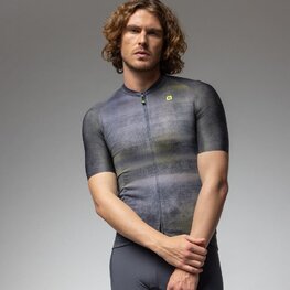 ALÉ Kolesarski dres s kratkimi rokavi - OFF ROAD - GRAVEL TRACCIA - črna/rumena/vijolična