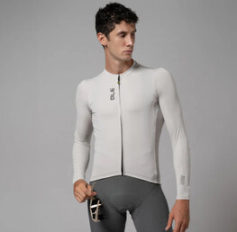 ALÉ Kolesarski dres z dolgimi rokavi poletni - COLOR BLOCK PRAGMA - bež