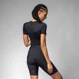 ALÉ Kolesarske kratke hlače brez naramnic - STRADA 2.0 PR-E - črna/rožnata