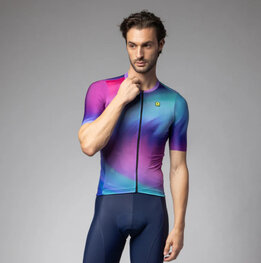 ALÉ Kolesarski dres s kratkimi rokavi - AURORA PR-E - rožnata/modra/turkizna
