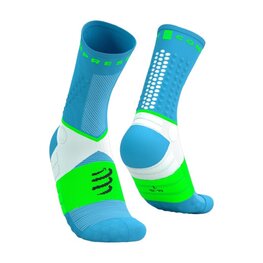 COMPRESSPORT Kolesarske klasične nogavice - ULTRA TRAIL SOCKS V2.0 - modra/zelena
