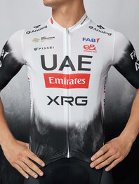 PISSEI Kolesarski dres s kratkimi rokavi - UAE TEAM EMIRATES 2025 REPLICA - bela/črna