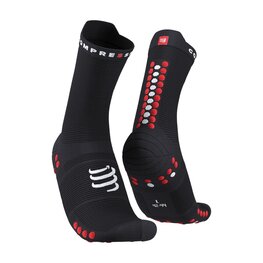 COMPRESSPORT Kolesarske klasične nogavice - PRO RACING  V4.0 RUN HIGH - črna/rdeča
