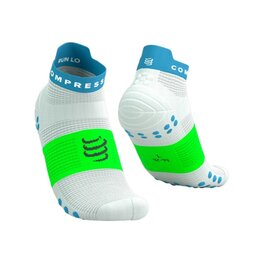 COMPRESSPORT Kolesarske nizke nogavice - PRO RACING SOCKS V4.0 RUN - bela/zelena