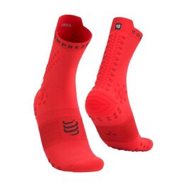 COMPRESSPORT Kolesarske klasične nogavice - PRO RACING SOCKS V4.0 TRAIL - rdeča/črna