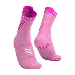 COMPRESSPORT Kolesarske klasične nogavice - PRO RACING SOCKS V4.0 TRAIL - rožnata