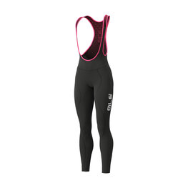 ALÉ Kolesarske dolge hlače z naramnicami - WINTER LADY - črna