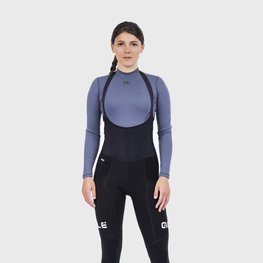 ALÉ Kolesarske dolge hlače z naramnicami - FUTURE WARM LADY - črna