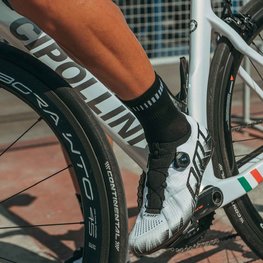 ALÉ Kolesarske klasične nogavice - LOGO Q-SKIN  - bela/črna