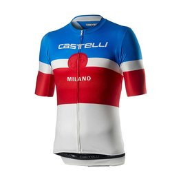 CASTELLI Kolesarski dres s kratkimi rokavi - MILANO - bela/modra/rdeča