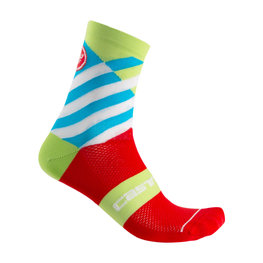 CASTELLI Kolesarske klasične nogavice - TALENTO W LADY - svetlo zelena/svetlo modra/rdeča