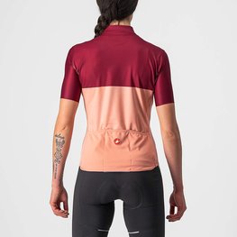 CASTELLI Kolesarski dres s kratkimi rokavi - VELOCISSIMA LADY - bordo/rožnata