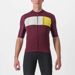 CASTELLI Kolesarski dres s kratkimi rokavi - PROLOGO VII - rumena/slonovina/bordo