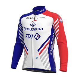 ALÉ Kolesarski dres z dolgimi rokavi zimski - GROUPAMA FDJ 20 WNT - rdeča/bela/modra