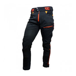 HAVEN Kolesarske dolge hlače brez naramnic - SINGLETRAIL LONG - rdeča/črna