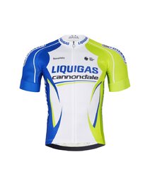 BONAVELO Kolesarski dres kratek rokav in kratke hlače - LIQUIGAS CANNONDALE - črna/modra/zelena
