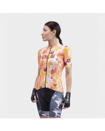ALÉ Kolesarski dres kratek rokav in kratke hlače - PR-S AMAZZONIA LADY - črna/oranžna