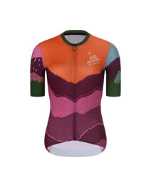 RIVANELLE Kolesarski dres kratek rokav in kratke hlače - SERENITY  - črna/rdeča/vijolična