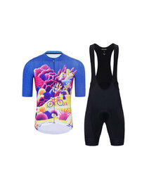 HOLOKOLO Kolesarski dres kratek rokav in kratke hlače - VOYAGE - večbarvno/modra