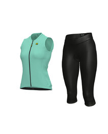 ALÉ Kolesarski dres kratek rokav in kratke hlače - COLOR BLOCK LADY - črna/modra