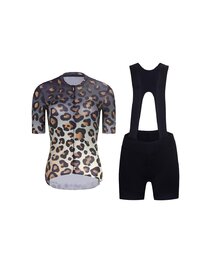 RIVANELLE Kolesarski dres kratek rokav in kratke hlače - WILDCAT  - rjava/črna