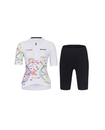 RIVANELLE Kolesarski dres kratek rokav in kratke hlače - MAAPPI ELITE - rumena/bela