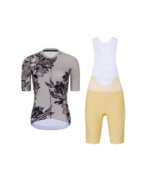 RIVANELLE Kolesarski dres kratek rokav in kratke hlače - BAROC - črna/bež