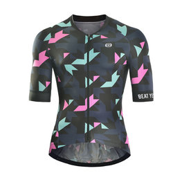 MONTON Kolesarski dres s kratkimi rokavi - AUTUMN COLORS - črna/modra/rožnata