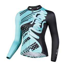 MONTON Kolesarski dres z dolgimi rokavi poletni - FERNYARN LADY SUMMER - zelena/črna