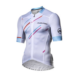 MONTON Kolesarski dres s kratkimi rokavi - COLORE PIOGGIA - bela