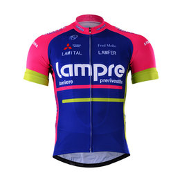Kolesarski dres s kratkimi rokavi - LAMPRE 2017 - rožnata/modra