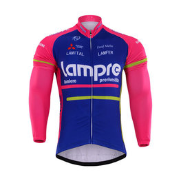 Kolesarski dres z dolgimi rokavi zimski - LAMPRE 2017 WINTER - modra/rožnata