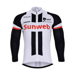 Kolesarski dres z dolgimi rokavi zimski - SUNWEB 2018 WINTER - bela/črna