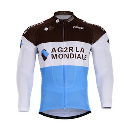 Kolesarski dres z dolgimi rokavi poletni - AG2R 2018 SUMMER - svetlo modra/rjava/bela