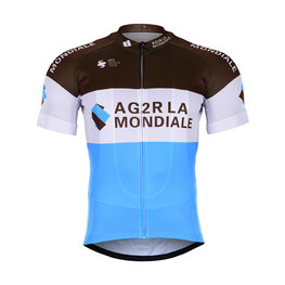 BONAVELO Kolesarski dres s kratkimi rokavi - AG2R 2019 - bela/modra/rjava