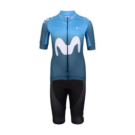 BONAVELO Kolesarski dres kratek rokav in kratke hlače - MOVISTAR 2020 KIDS - bela/modra/črna