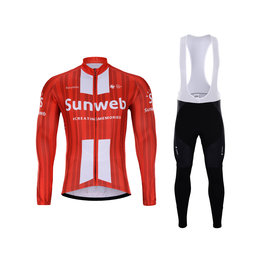BONAVELO Kolesarski zimski set - SUNWEB 2020 WINTER - rdeča/bela/črna