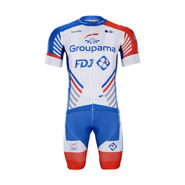 BONAVELO Kolesarski dres kratek rokav in kratke hlače - GROUPAMA FDJ 2020 - bela/rdeča/modra