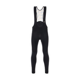 SANTINI Kolesarske dolge hlače z naramnicami - SVOLTA WINTER - črna/oranžna